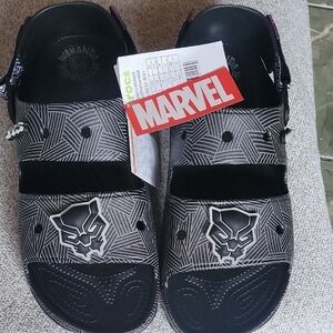 CROCS Marvel Wacanda Forever Black and Gray Sandals Black Panther  Size 13